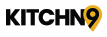 Kitchn9 logo is a black and yellow number 9 with a location icon behind it. Kitchn9 is a SaaS brand that specializes in reciprocal kitchens.